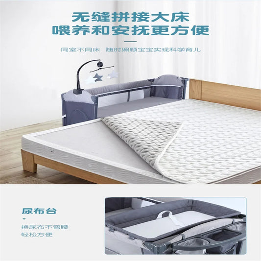 Modern cheaps Newborn cot portable infant bedside sleeper foldable playpen black gray baby bed crib bassinet for 0-3 years baby