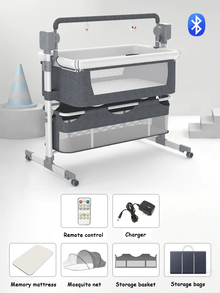 Baby Bed Baby Crib Cradle Newborn Baby cot Cradle Nest Baby Resting Travel Bed Game Bed with Mosquito Net Sleeping Rocking Bed