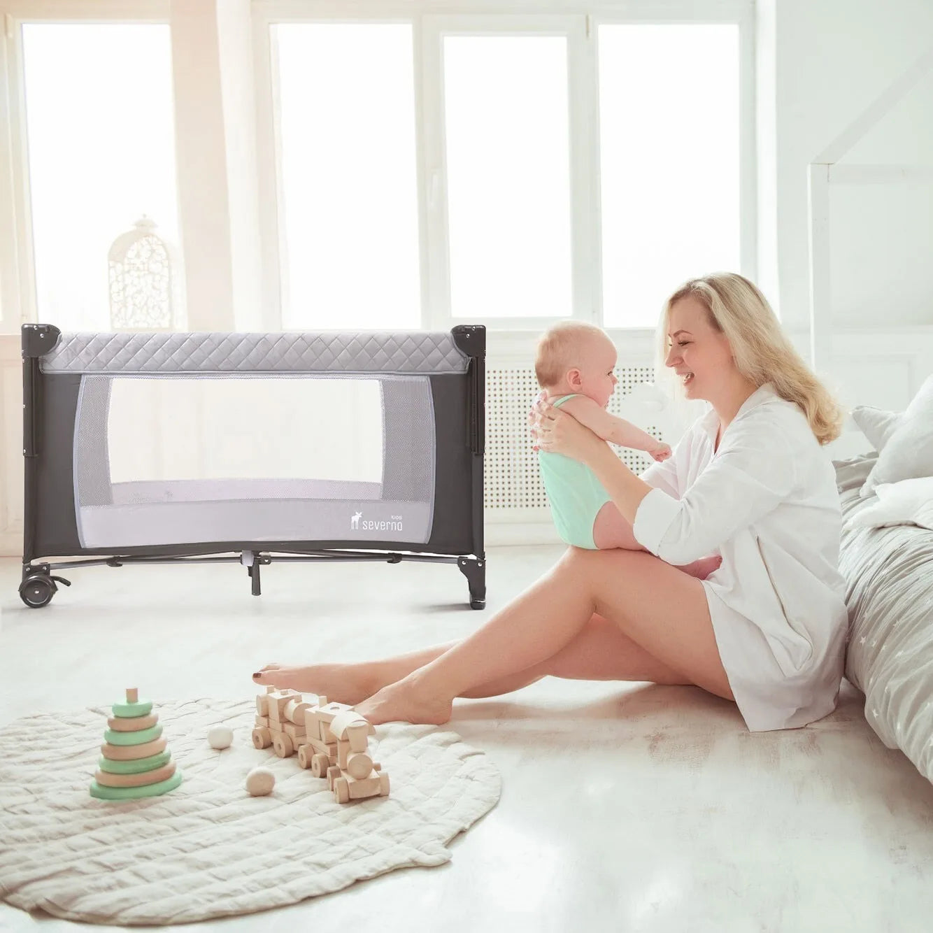 Overnight Travel Cot Collapsible Delivery 3 Levels Bag Mosquito Coat Side Side Side Hanging Mattress