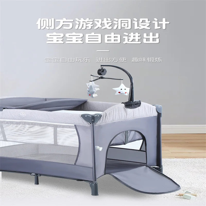 Modern cheaps Newborn cot portable infant bedside sleeper foldable playpen black gray baby bed crib bassinet for 0-3 years baby