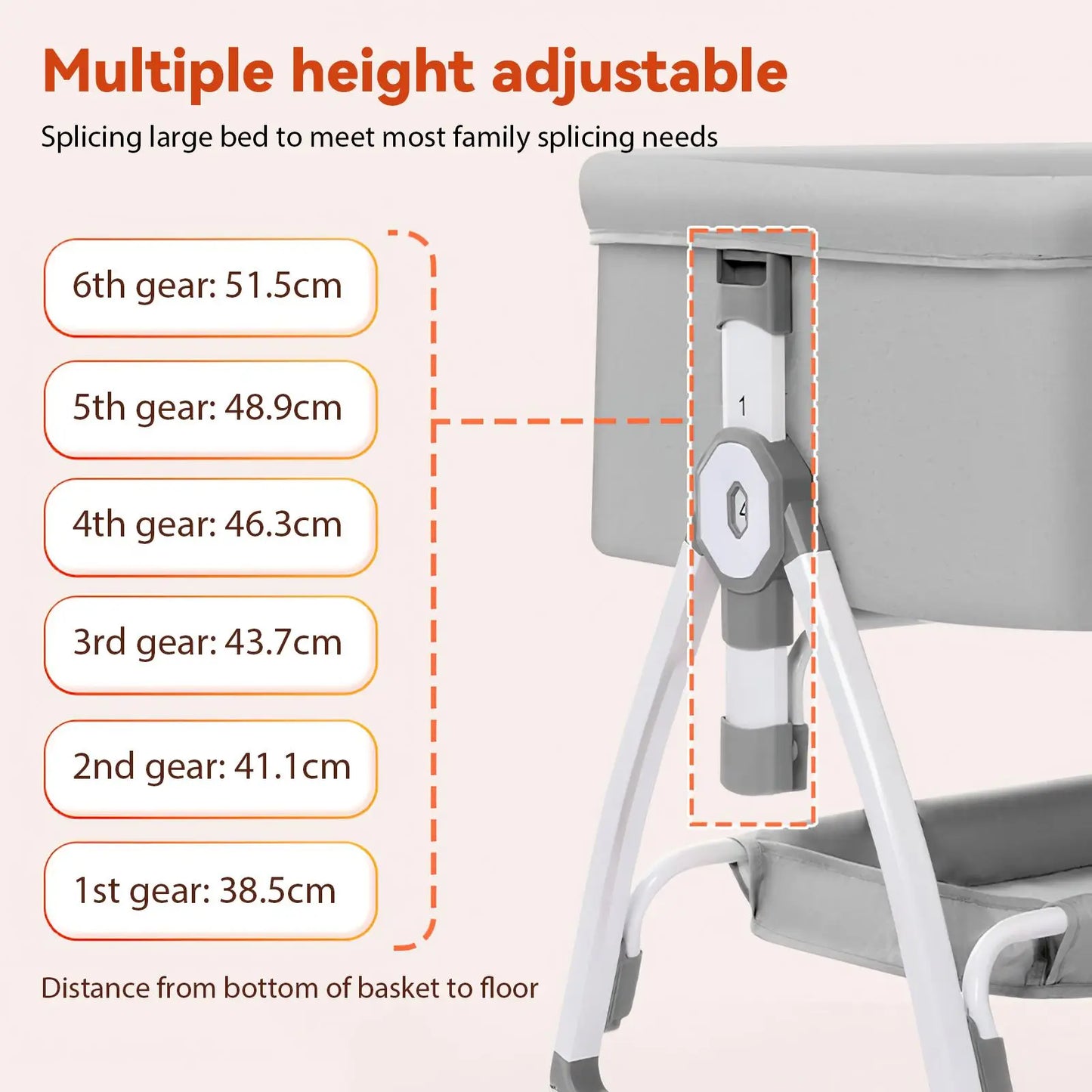 Foldable Baby Crib Baby Rocking Bed Movable Portable Fence Baby Cradle Bed Height Adjustable Splicing Large Bed Baby Crib Bed