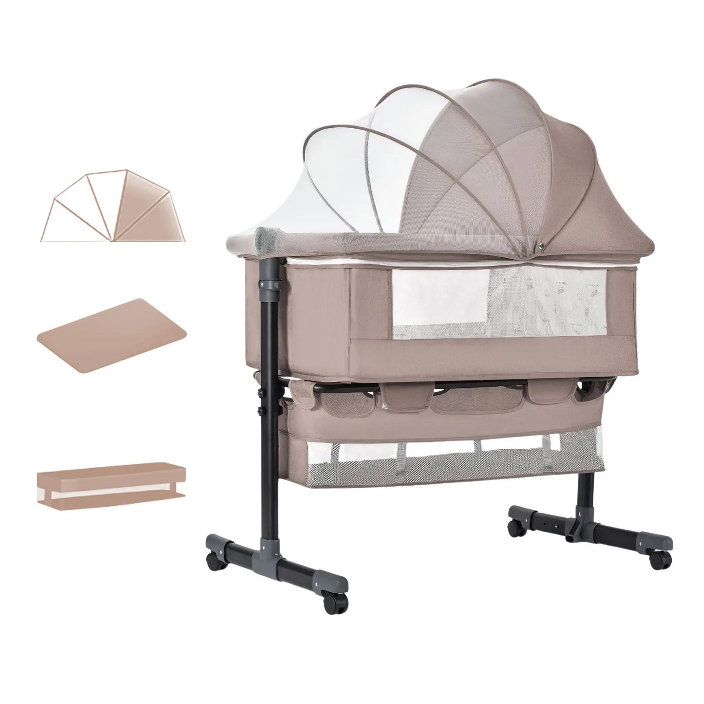 Modern cheaps Newborn cot portable infant bedside sleeper foldable playpen black gray baby bed crib bassinet for 0-3 years baby