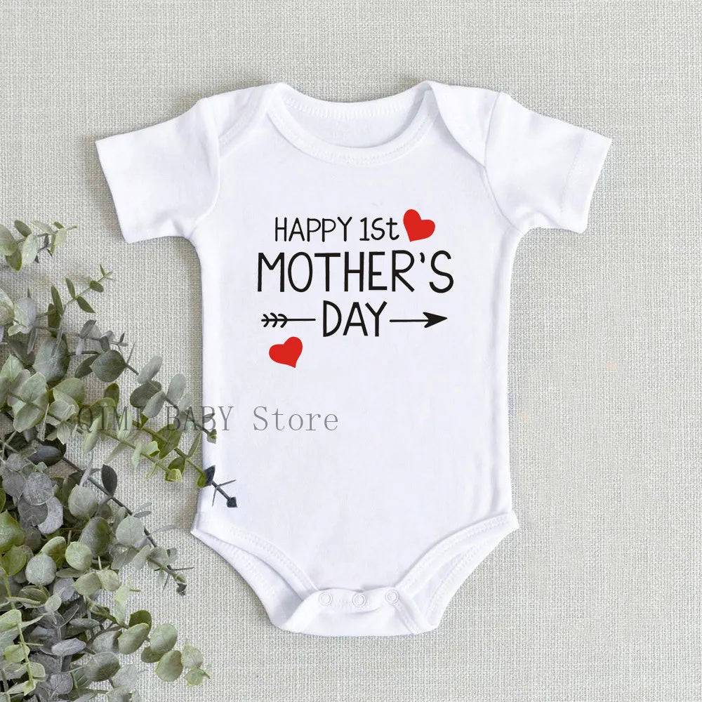 Funny Happy 1st Father's Day Newborn Baby Bodysuits Cotton Summer Baby Boys Girls Rompers Father's Day Gift Baby Onesie Clothes