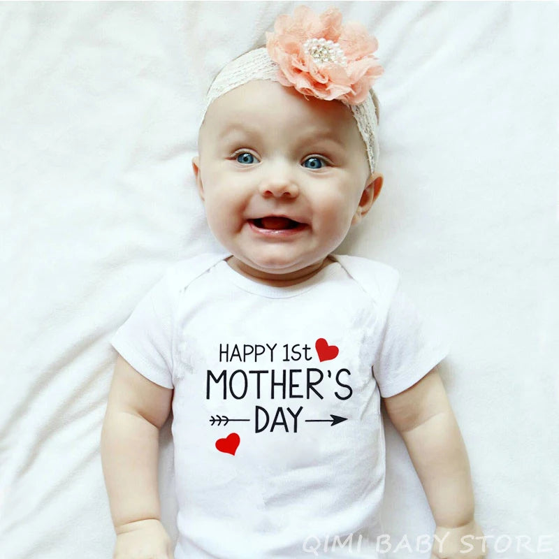 Funny Happy 1st Father's Day Newborn Baby Bodysuits Cotton Summer Baby Boys Girls Rompers Father's Day Gift Baby Onesie Clothes