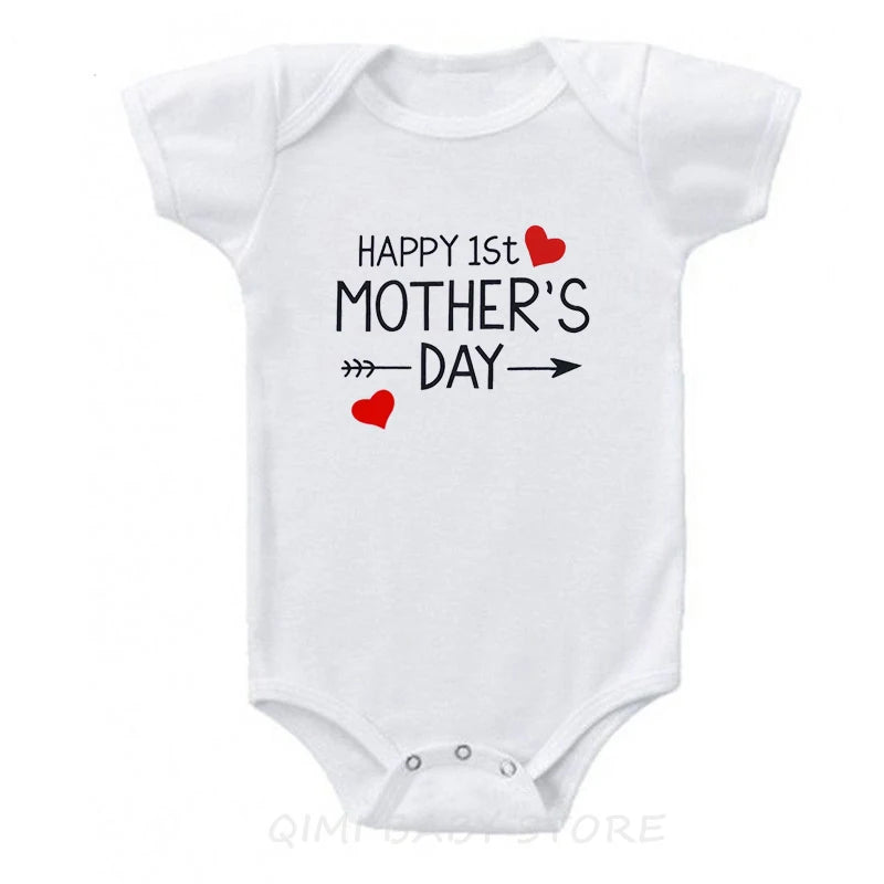 Funny Happy 1st Father's Day Newborn Baby Bodysuits Cotton Summer Baby Boys Girls Rompers Father's Day Gift Baby Onesie Clothes