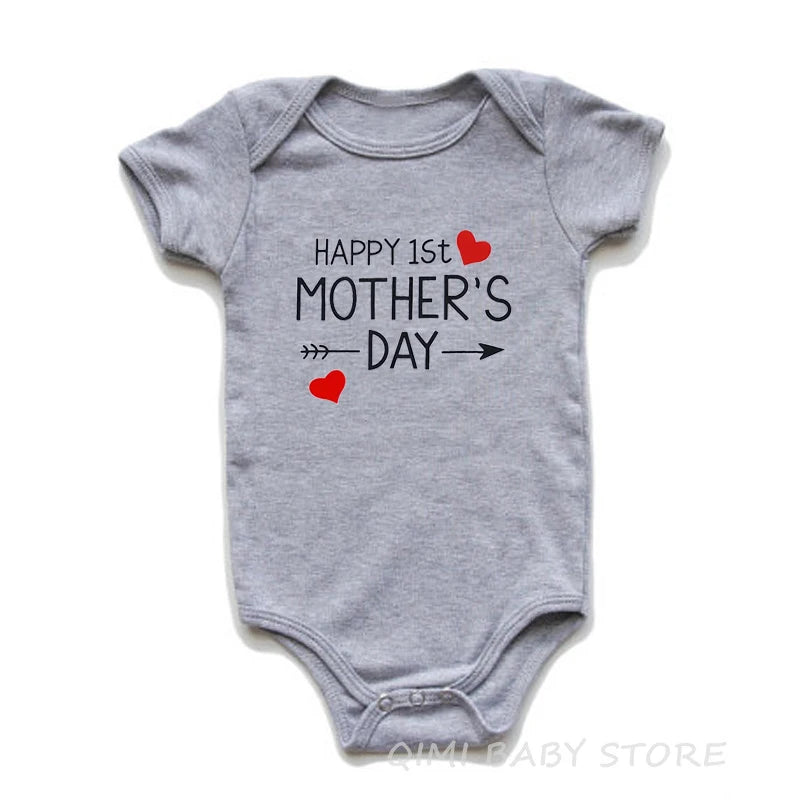 Funny Happy 1st Father's Day Newborn Baby Bodysuits Cotton Summer Baby Boys Girls Rompers Father's Day Gift Baby Onesie Clothes