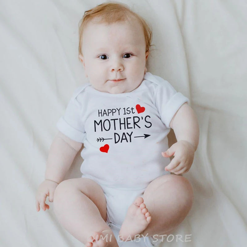 Funny Happy 1st Father's Day Newborn Baby Bodysuits Cotton Summer Baby Boys Girls Rompers Father's Day Gift Baby Onesie Clothes