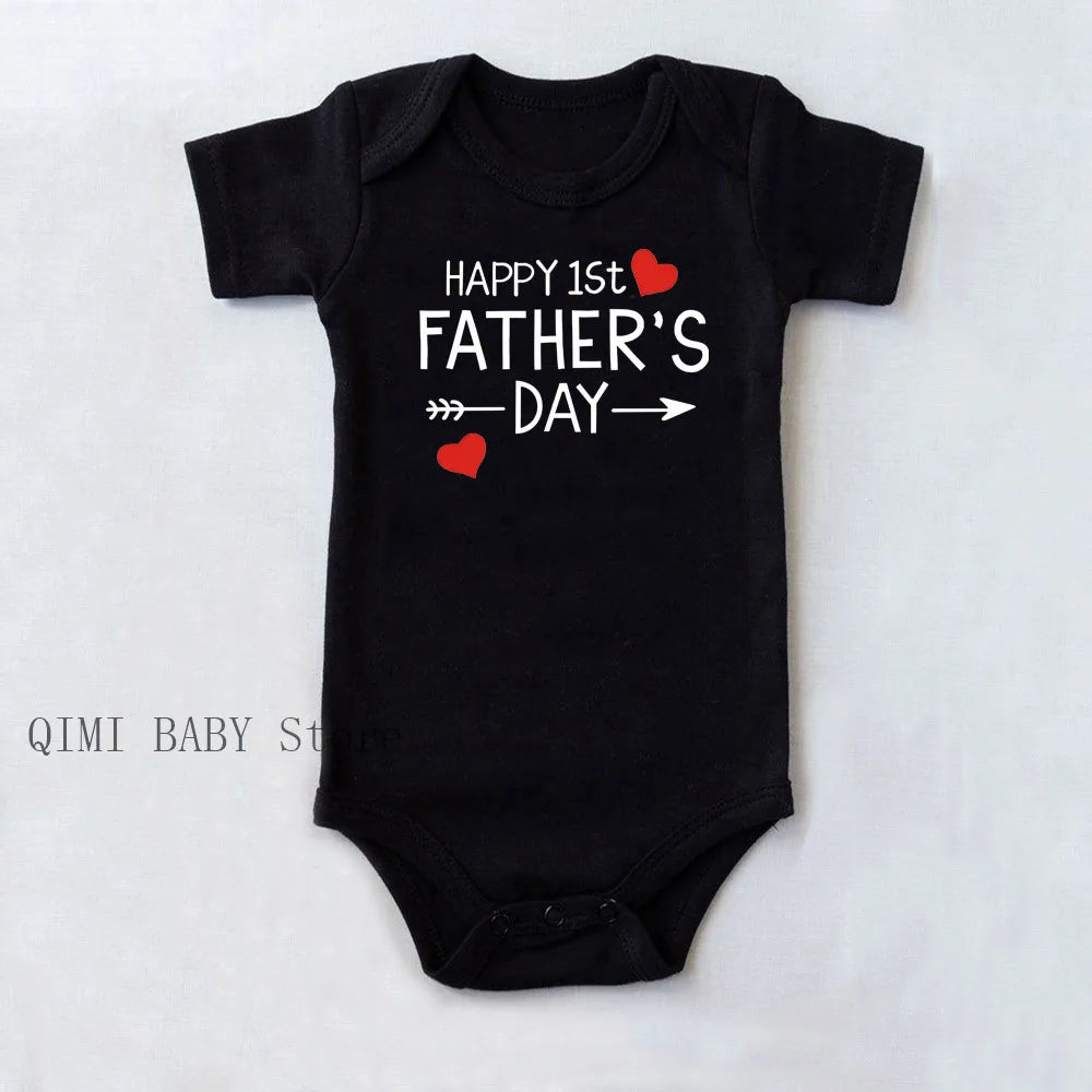 Funny Happy 1st Father's Day Newborn Baby Bodysuits Cotton Summer Baby Boys Girls Rompers Father's Day Gift Baby Onesie Clothes