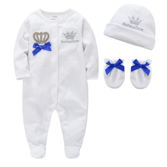 Ensemble de vêtements pour bébé fille et garçon, pyjama avec bonnets, gants, en coton respirant et doux, pyjama pour nouveau-né