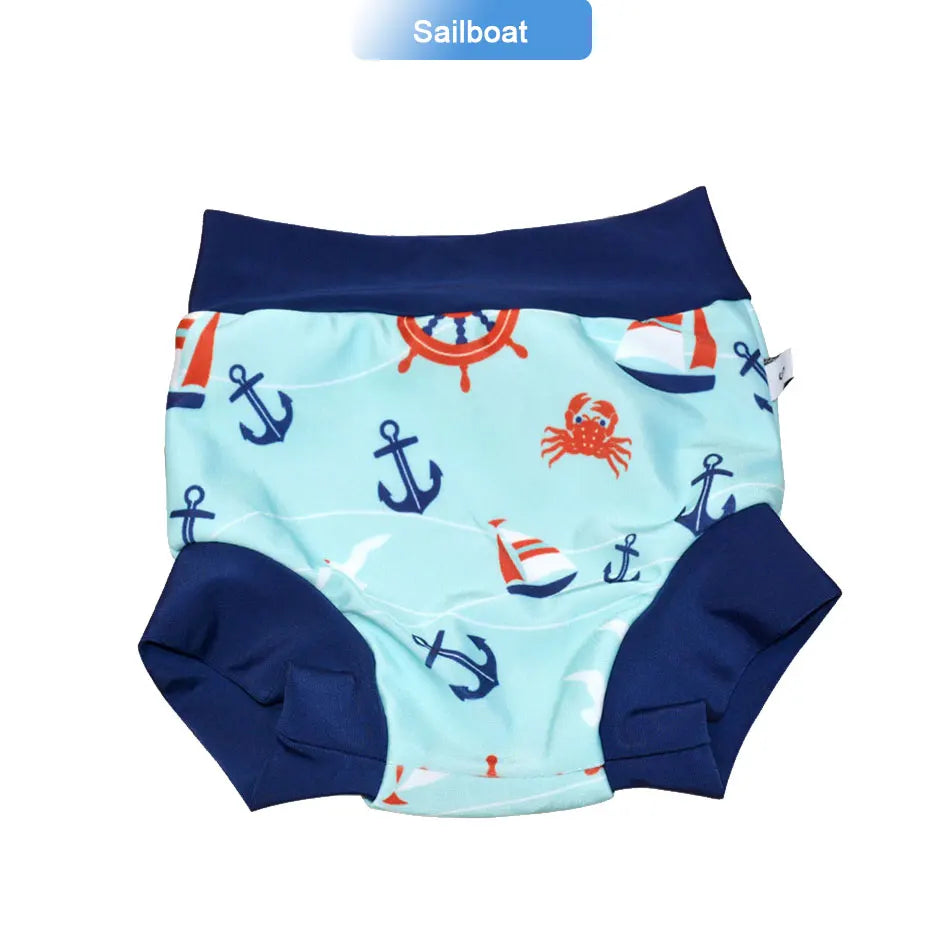 Eezkoala Newborn Baby Leakproof Swimming Diaper Baby Swimwear Boys Girls Printed Cloth Diapers High Waist Swimming Nappies