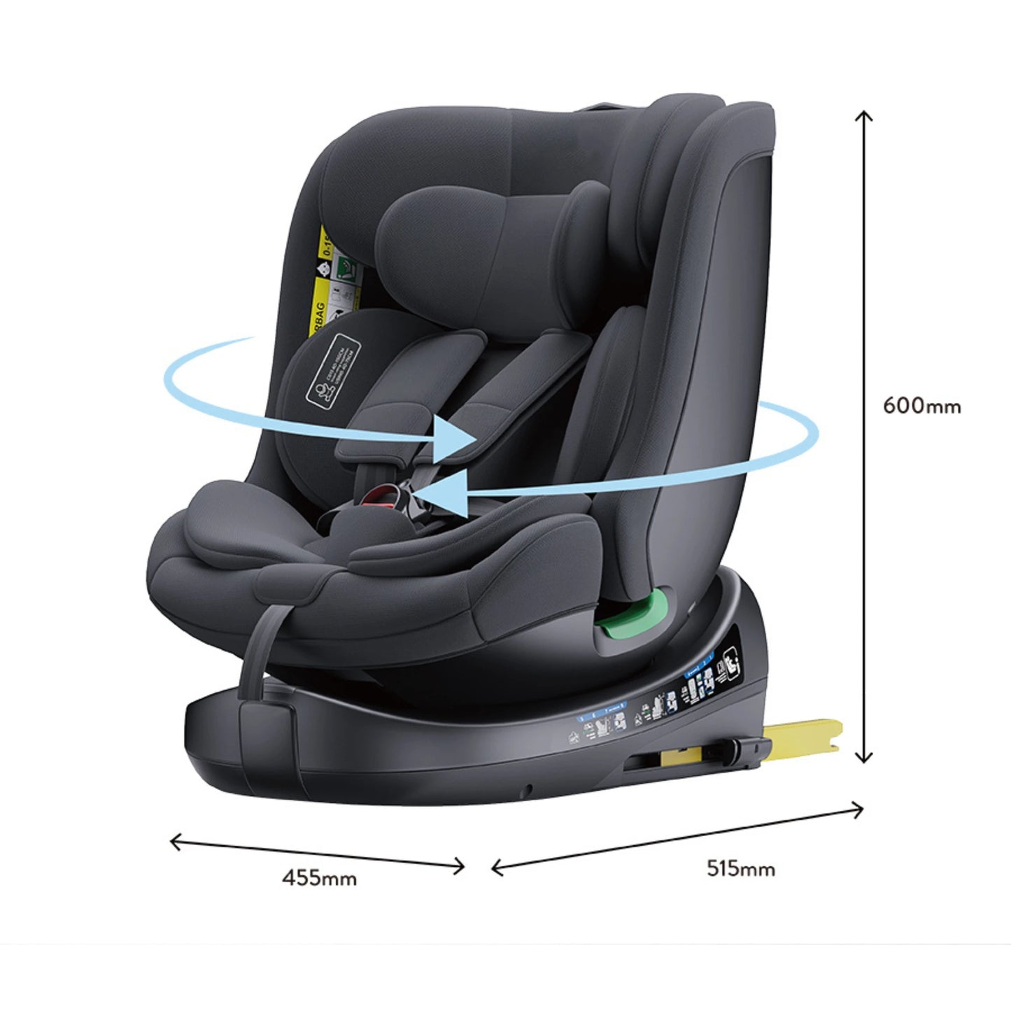 Child Seat 360° Baby Car Seat Rotatable ISOFIX ,E8,R129/Group0+1/2/3,0-36 kg/0-12 Years, 5-Point Safety Belt, Child Car Seat