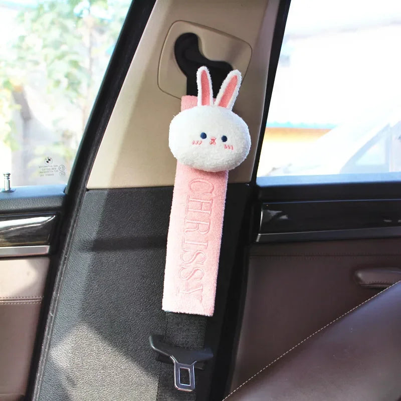 Cartoon Car Seat Belt Cover Universal Auto Seat Belt Shoulder Pad Cushion Protector Safety Protection Warm Flannel Interior Seat