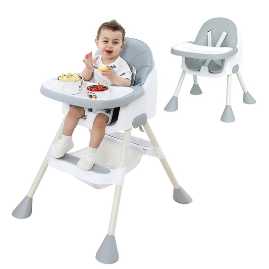 UBRAVOO Baby High Chair 6 Months Plus, 2-in-1 with Footrest, Detachable Double Tray, Easy to Clean Feeding