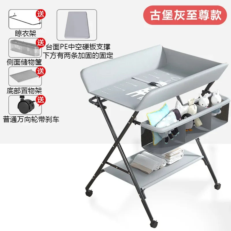 Multi-functional Baby Care Table, Newborn Baby Touch Table, Baby Diaper Changing Portable, Foldable Washable Bath Stand