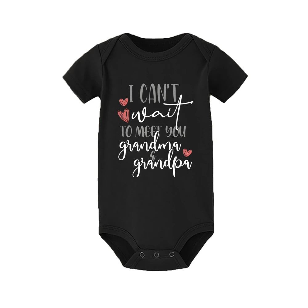 J'ai hâte de vous rencontrer grand-mère et grand-père, body pour bébé, annonce de grossesse, barboteuse, vêtements de révélation de bébé pour grands-parents
