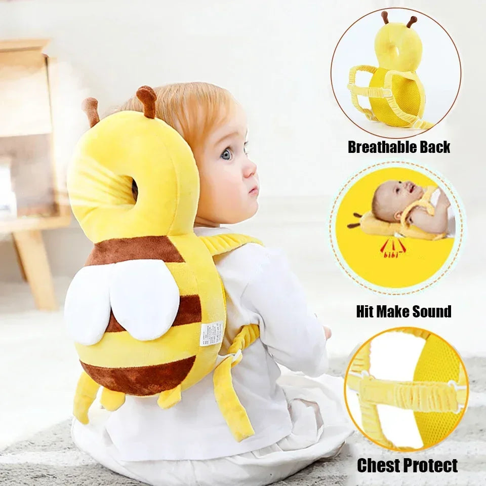 Coussin de protection pour la tête et le dos pour bébé, coussin de protection pour apprendre à marcher, couvre-chef pour prévenir les blessures, coussin de sécurité pour prévenir les chutes, dessin animé, abeille, oreillers pour enfants
