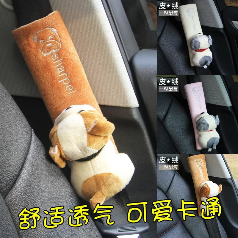 Cartoon Car Seat Belt Cover Universal Auto Seat Belt Shoulder Pad Cushion Protector Safety Protection Warm Flannel Interior Seat