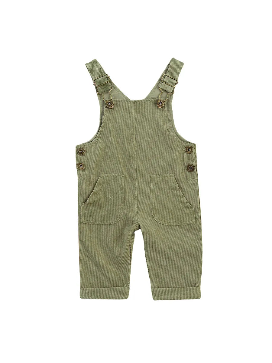 Combinaison pantalon à bretelles unisexe pour bébé de 0 à 24 mois avec boutons, couleur unie, pour tout-petits garçons et filles