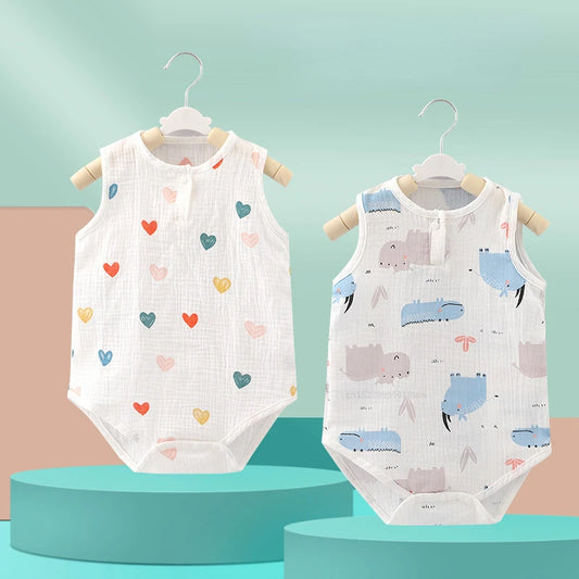Pyjama d'été pour bébé, combinaison mignonne avec ours et lapin, motif dessin animé, pour garçons et filles, vêtements de nuit fins pour nouveau-nés