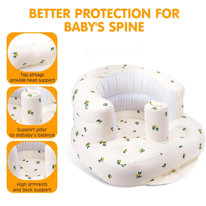 Babies 6-36 Months Inflatable Baby Seat Sofa,Built in Air Pump Children Baby Sofa,Bumbo Seat for Learning to Sit,Feeding,Camping