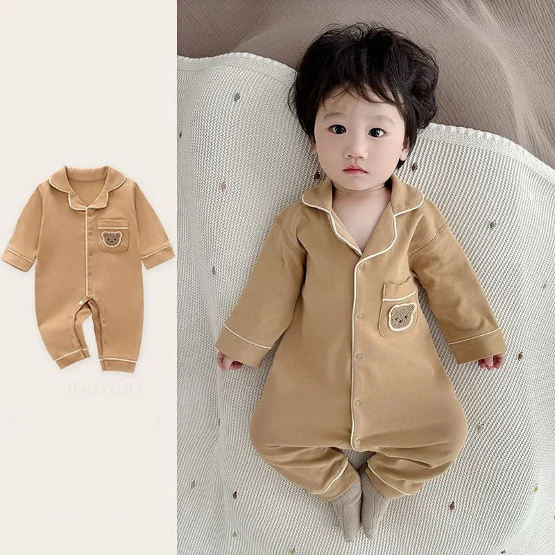 Pyjama en coton doux et respirant pour bébé, vêtements de nuit pour enfants, garçons et filles, printemps-automne