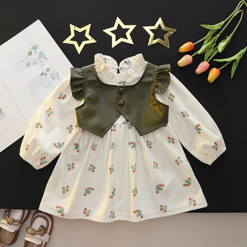 Robes pour filles, vêtements de printemps et d'automne pour bébés, robes imprimées à manches longues pour filles, vêtements tendance pour enfants