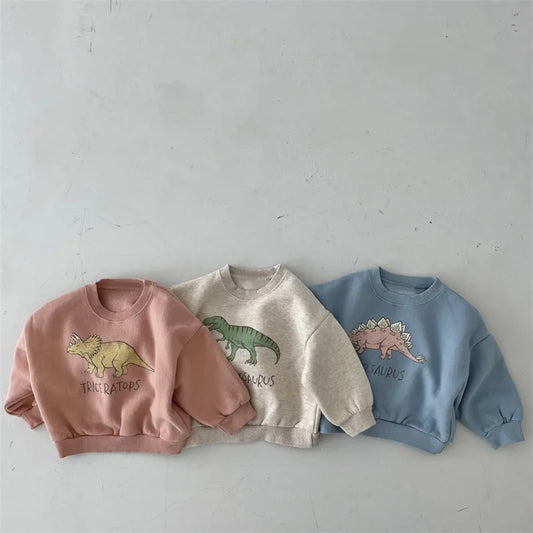 Sweat-shirt à capuche en velours polaire chaud à manches longues pour bébé fille et garçon, imprimé dinosaure, collection hiver