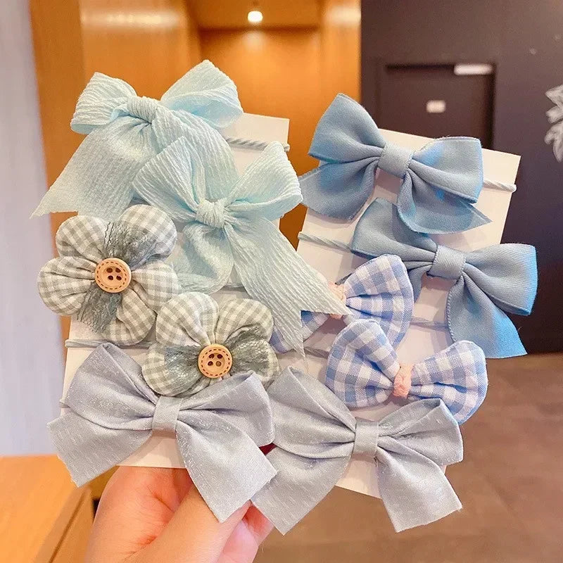 10Pcs/Set New Baby Girl Cute Colors Flower Hair Bands Ponytail Holder Chilren Soft Scrunchies Rubber Kid Hair Accessories