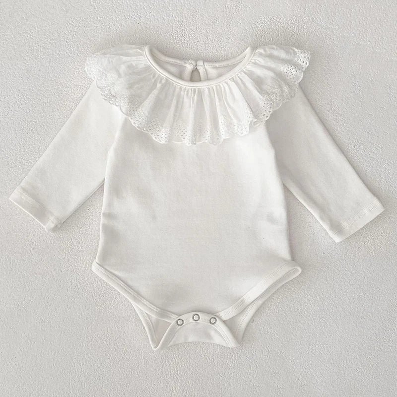 Barboteuse pour bébé fille, barboteuse à volants, col à volants, motif floral, vêtements de princesse pour nouveau-né