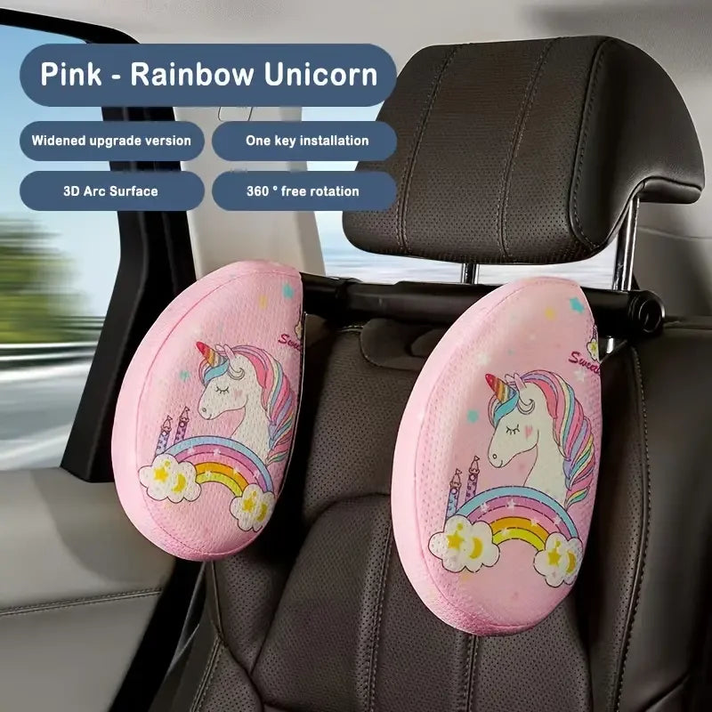 Car Headrest Pillow for Kids, Cartoon Road Pal Headrest, Adjustable Car Seat Head Neck Support, U Shaped Car Sleeping Pillow
