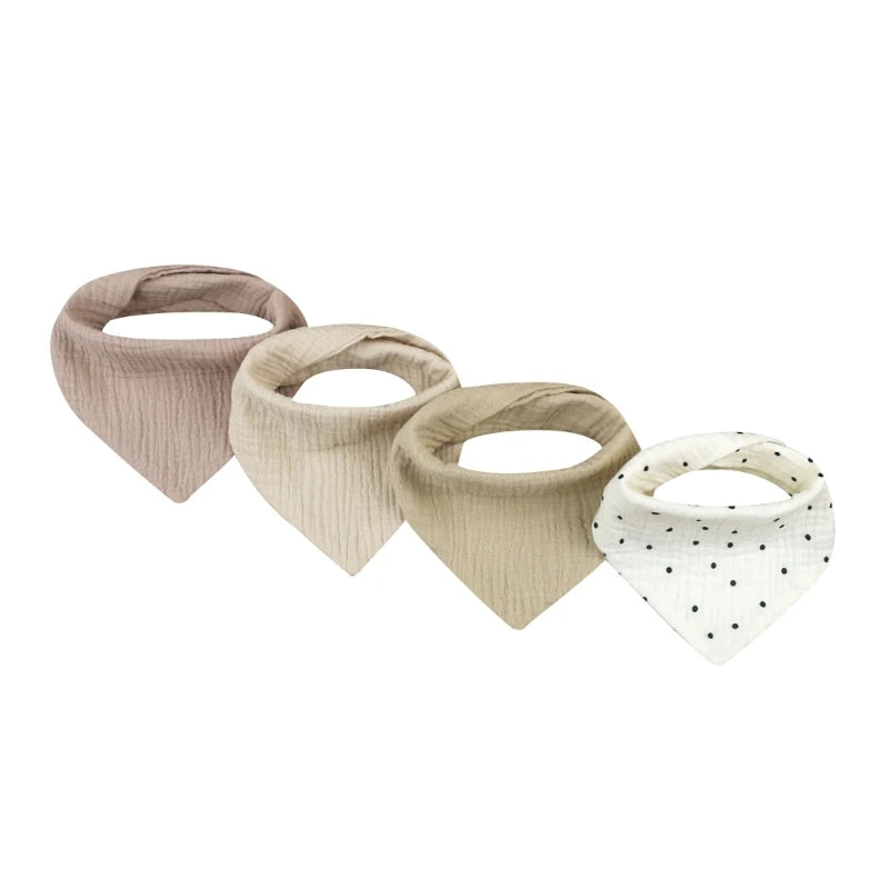 4Pcs/pack Infant Drooling Bib Print Burp Cloths for Baby Cotton Saliva Towel G99C
