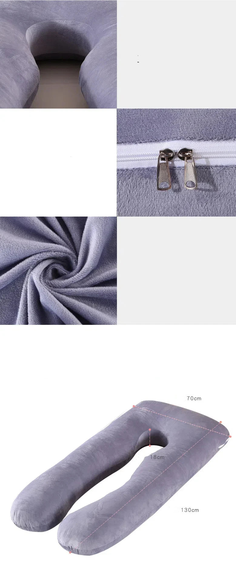 Oreiller de maternité en forme de U, oreiller de soutien de la taille, oreiller de couchage latéral, oreiller de grossesse démontable