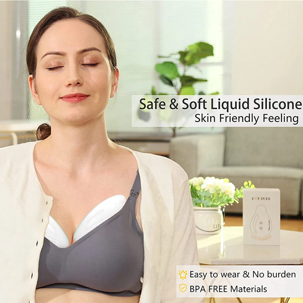 Masseur d'allaitement chauffant, masseur électrique en silicone souple pour les seins obstrués, améliore le flux de lait post-partum.
