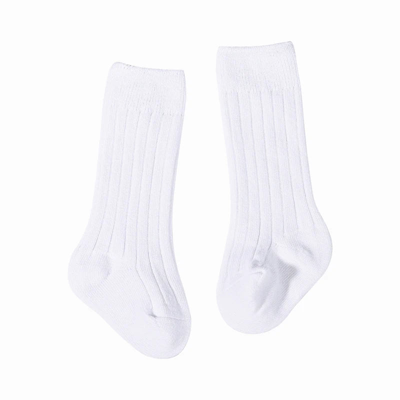Chaussettes tendance en coton pour nouveau-né, couleur bonbon unie, longues, pour enfants, filles et garçons