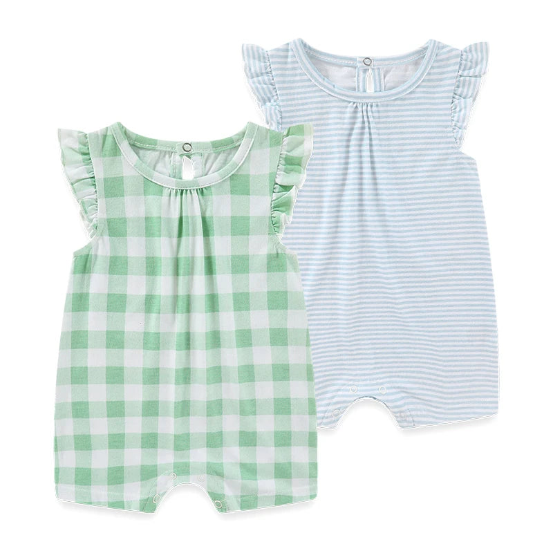 2 pièces été mignon bébé garçon fille combinaisons tissu confortable 0-9 mois nouveau-né barboteuse sans manches vêtements pour bébé