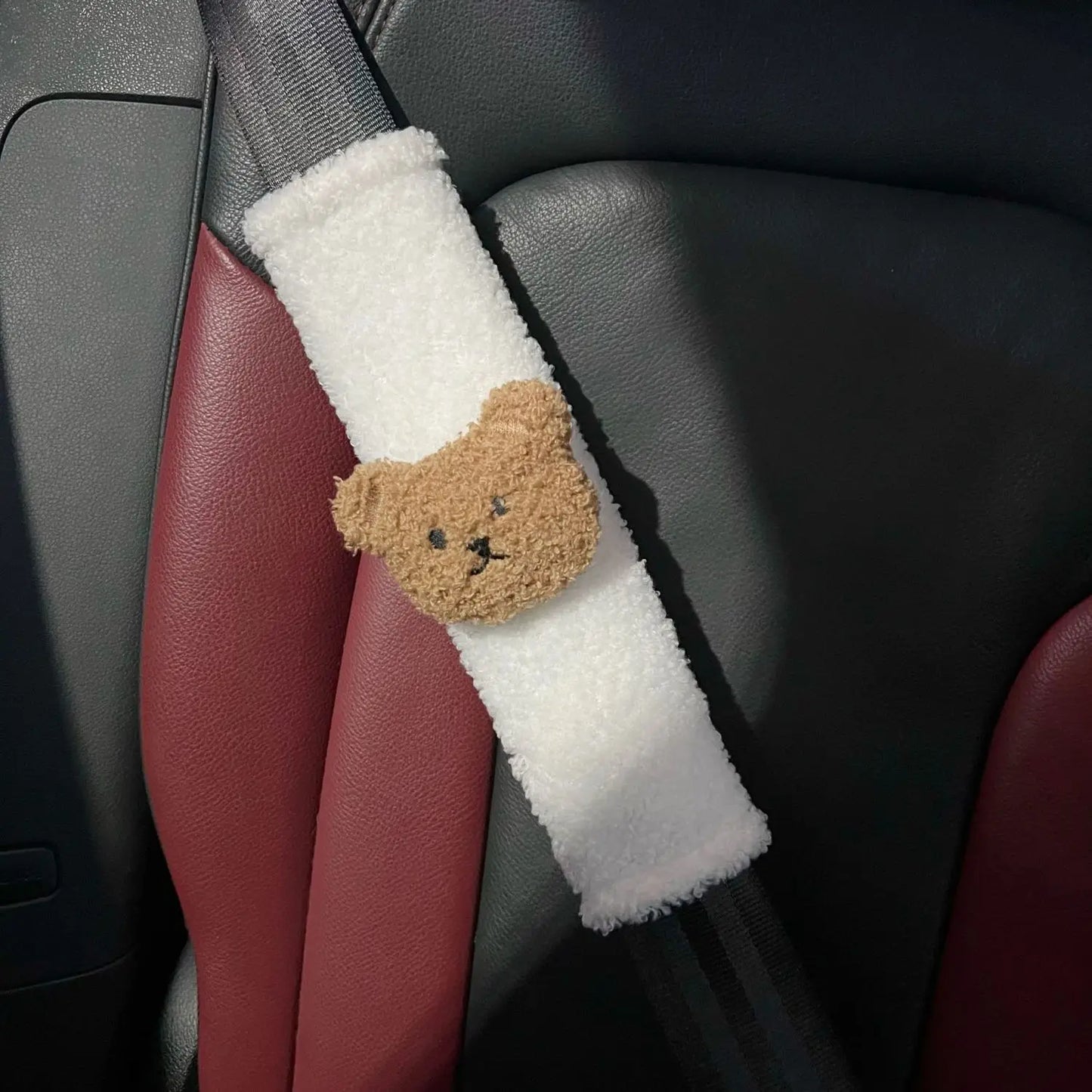 INS Plush Bear Safety Shoulder Cover Kids Car Creative Shoulder Cover Car cartoon interior decorations