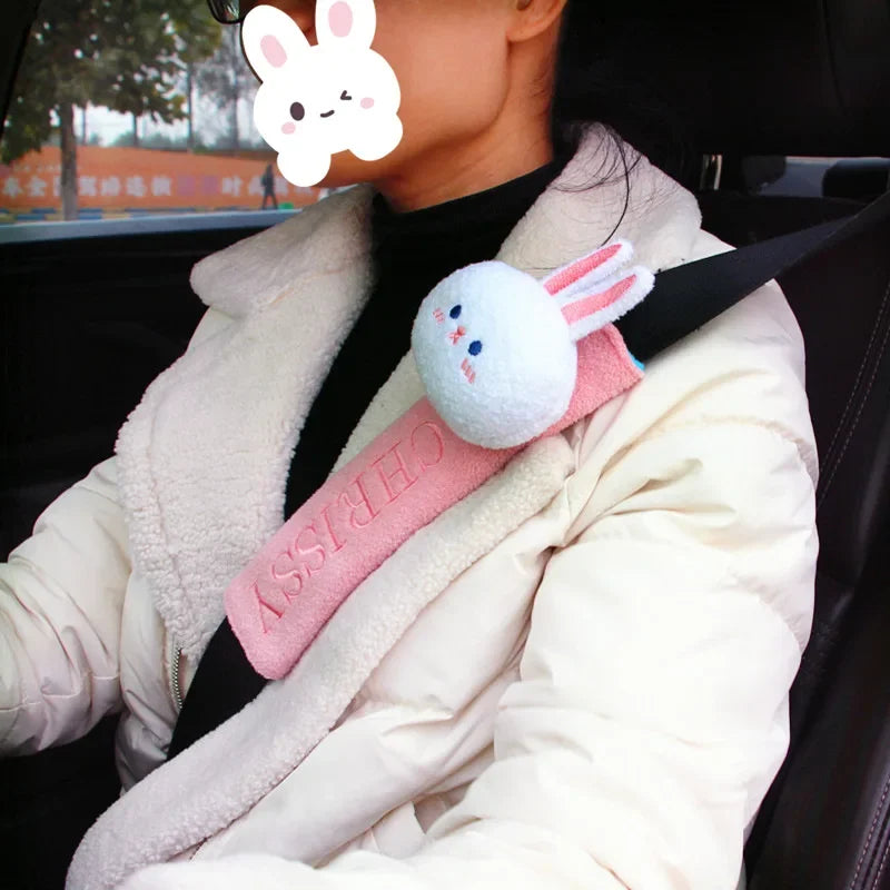 Cartoon Car Seat Belt Cover Universal Auto Seat Belt Shoulder Pad Cushion Protector Safety Protection Warm Flannel Interior Seat