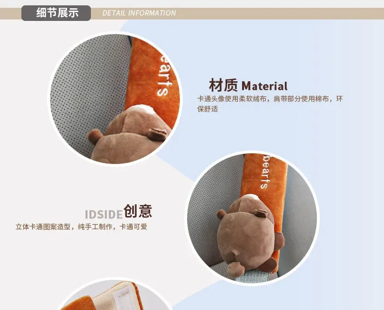 Cartoon Car Seat Belt Cover Universal Auto Seat Belt Shoulder Pad Cushion Protector Safety Protection Warm Flannel Interior Seat