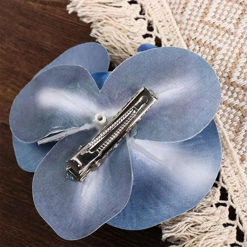 Pince à cheveux en tissu avec fleur, orchidée papillon, style coréen, épingle à cheveux en forme de fleur, accessoires pour cheveux féminins, pince à cheveux en perles pour fille, bord de mer