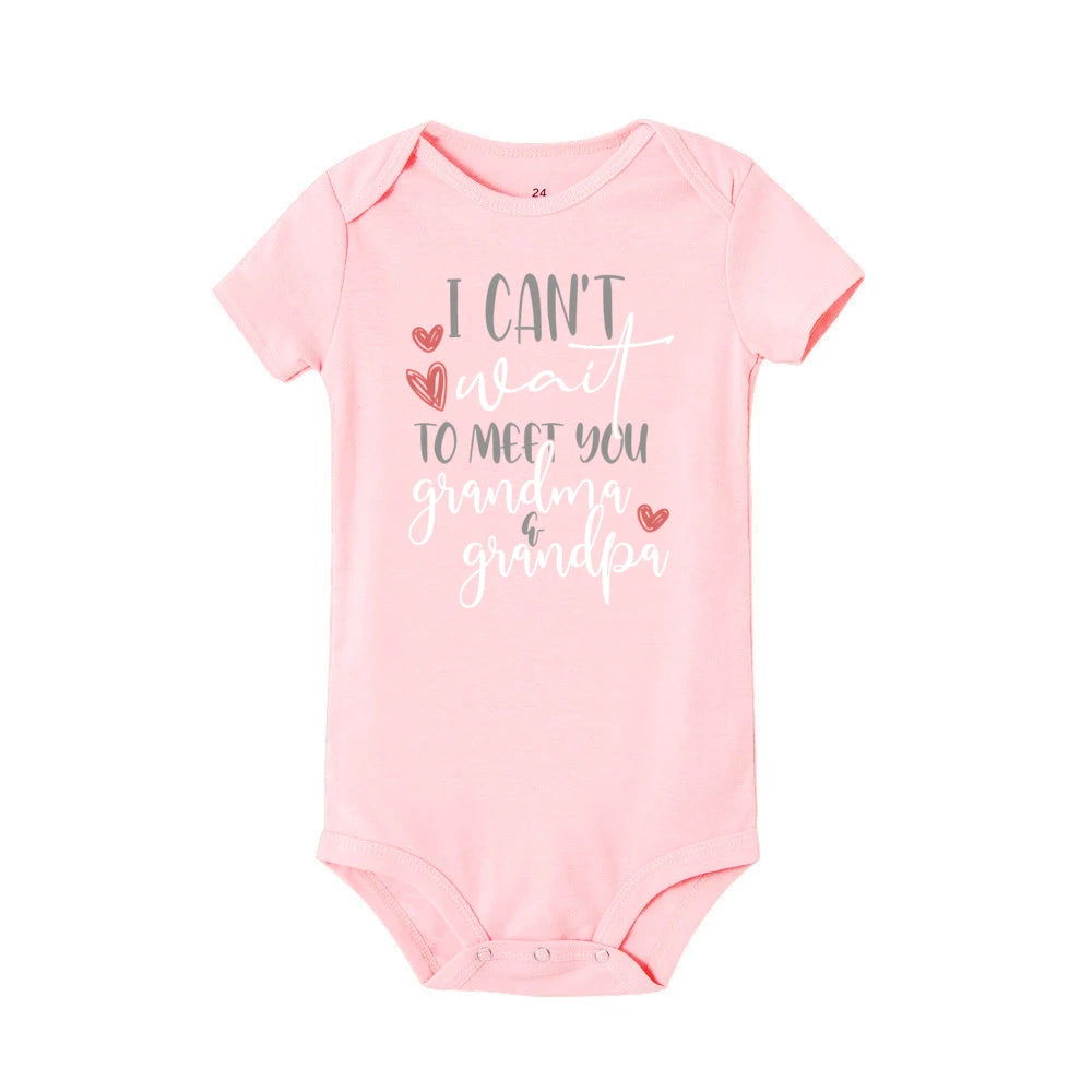 J'ai hâte de vous rencontrer grand-mère et grand-père, body pour bébé, annonce de grossesse, barboteuse, vêtements de révélation de bébé pour grands-parents