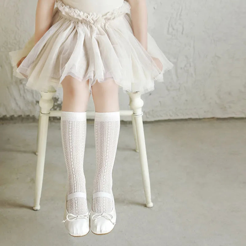 Lot de 3 paires de bas princesse blancs à volants en dentelle pour fille, chaussettes d'été en maille fine et respirante pour enfants de 3 à 12 ans