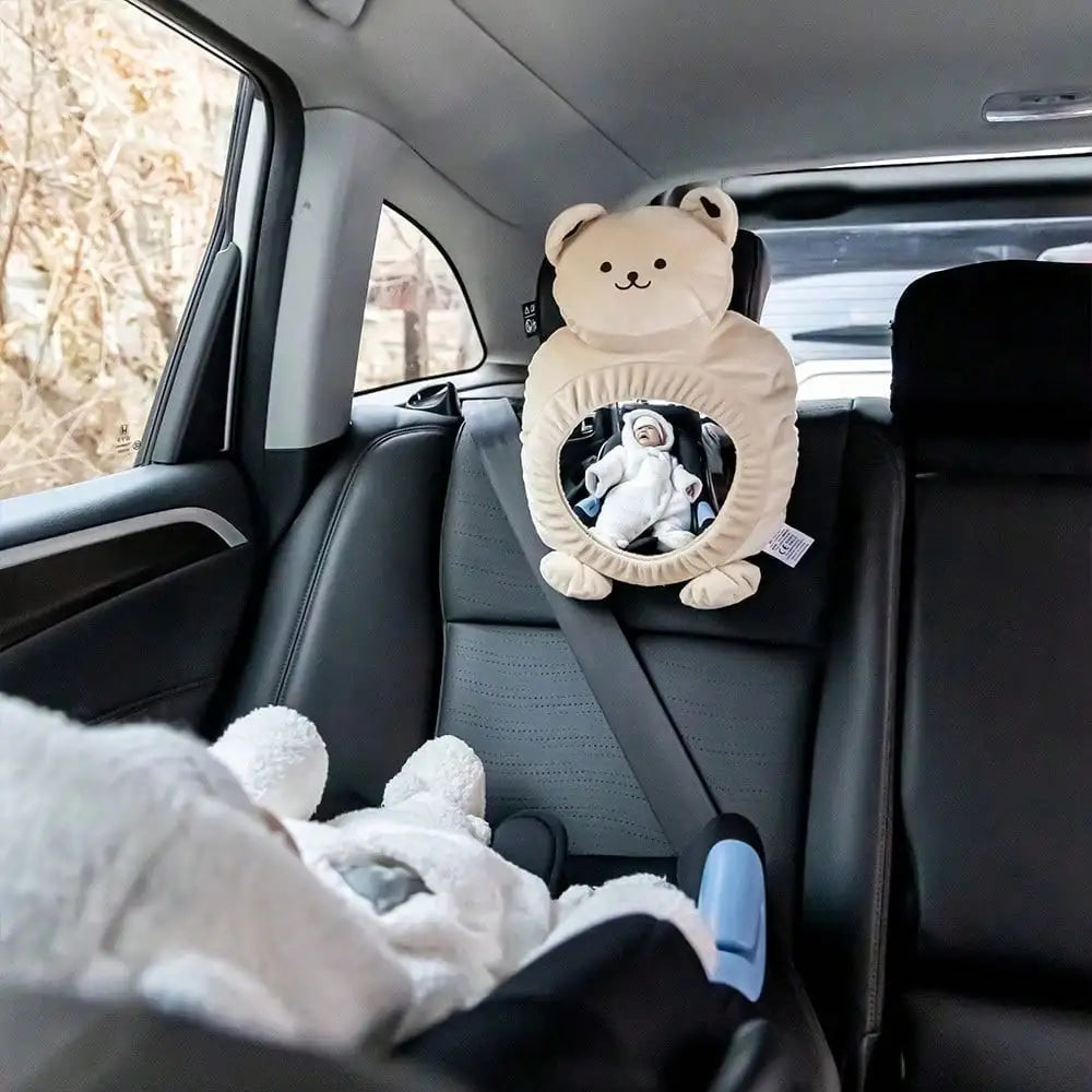 Cartoon Baby Car Rearview Mirror Baby Mirror Toys Multi-Function Baby Toy Infant Soft Mirror Tummy Time Easy to Install Infant