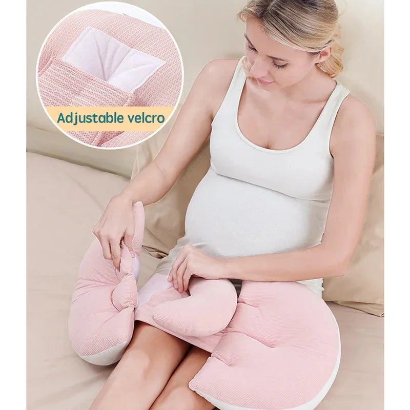 Oreiller de grossesse PANGDUBE avec 1 pièce gratuite Un oreiller auxiliaire Oreiller de soutien de la taille en coton pour les femmes enceintes Oreiller de corps endormi