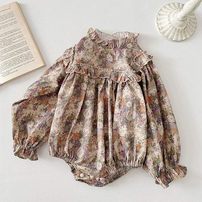 2024 New Autumn Toddler Baby Girls Romper Long Sleeved Cotton Print Infant Baby Girls Jumpsuit 0-24M Baby Girls Clothing