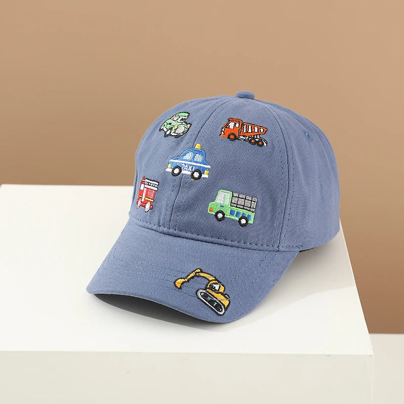 Children 's Sports Hats School Baby Boys Baseball 2025 Summer Embroidered Vehicles Outdoor Kids Caps for 2-8Years Adjustable