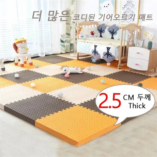 2.5CM Thick Solid Color Baby Game Mat Carpet with Puzzle Pieces for Children's Room, Play Areas, and Gym Baby Playmat Baby Rug