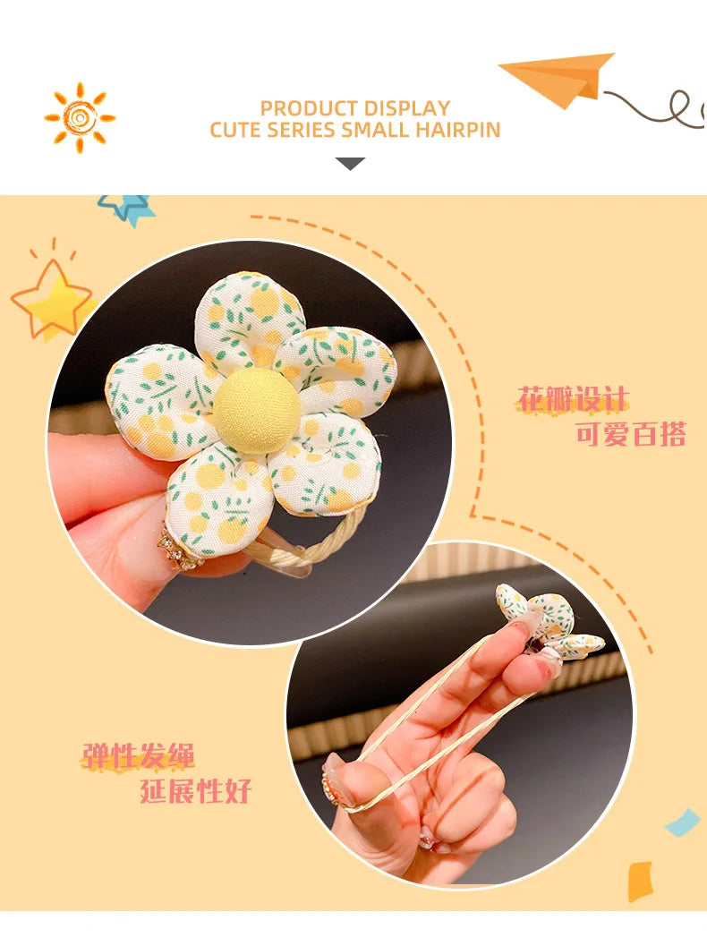 10Pcs/Set New Baby Girl Cute Colors Flower Hair Bands Ponytail Holder Chilren Soft Scrunchies Rubber Kid Hair Accessories