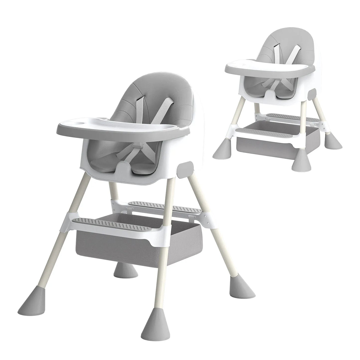 UBRAVOO Baby High Chair 6 Months Plus, 2-in-1 with Footrest, Detachable Double Tray, Easy to Clean Feeding