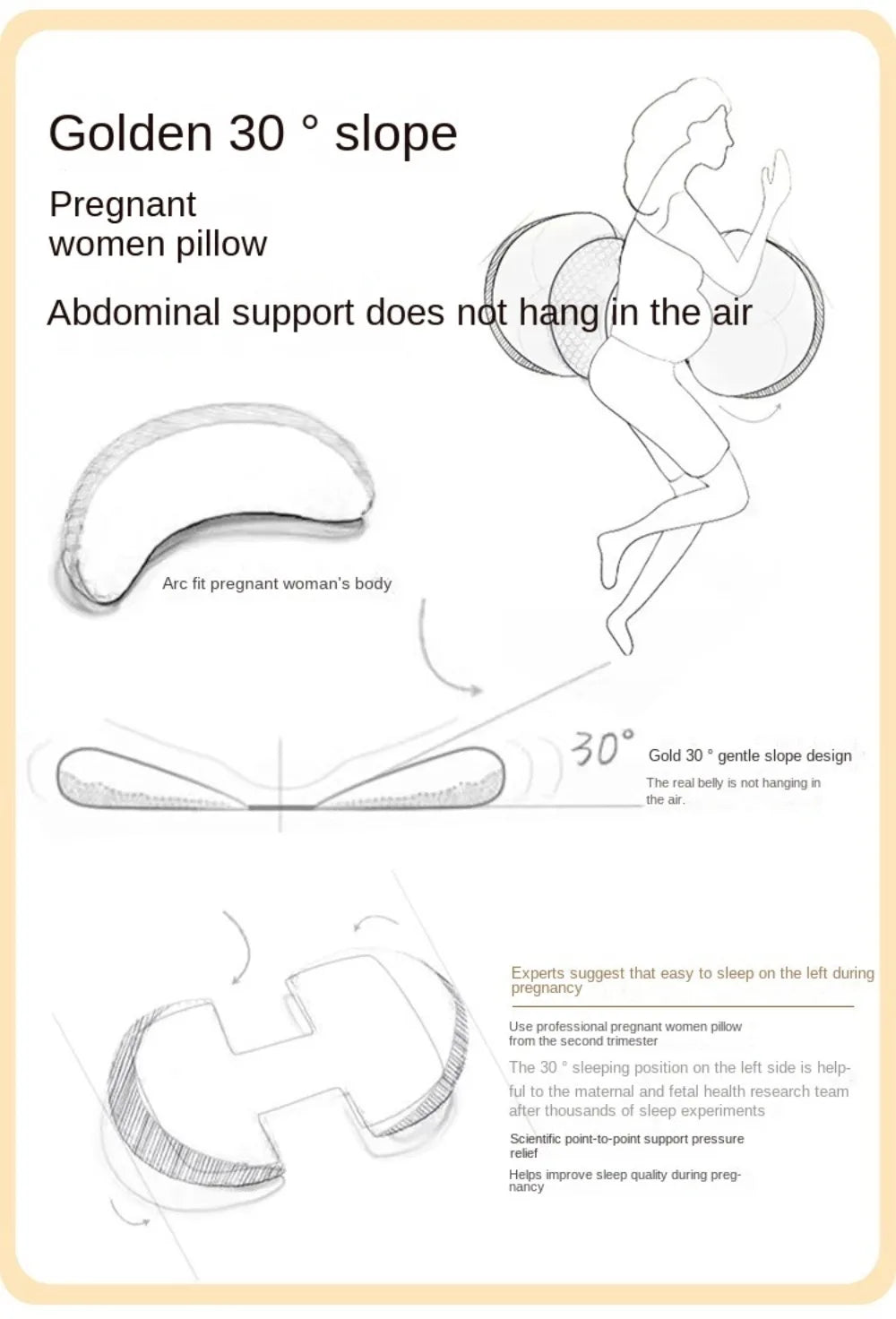 Coussin de taille pour femmes enceintes, oreiller de maternité doux en forme de U, coussin de soutien abdominal confortable, coussin de grossesse, oreiller de sommeil