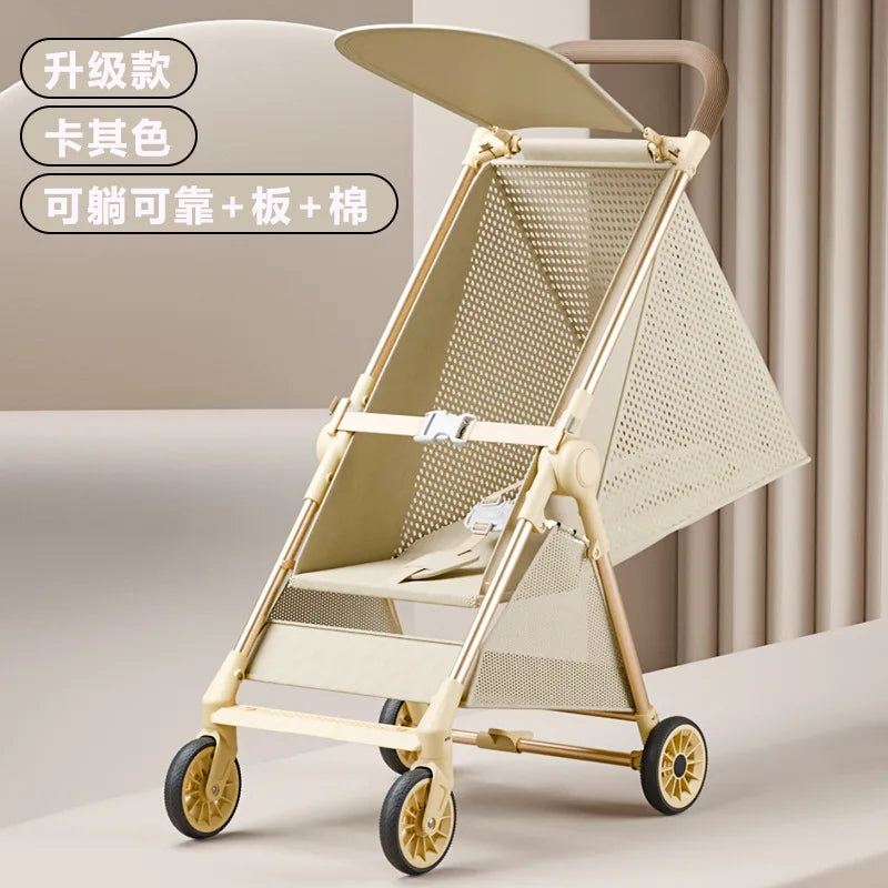 Compact Stroller Foldable Light Stroller Toddler Stroller - Aircraft Stroller - with Double Safety Lock Strap - with Awning